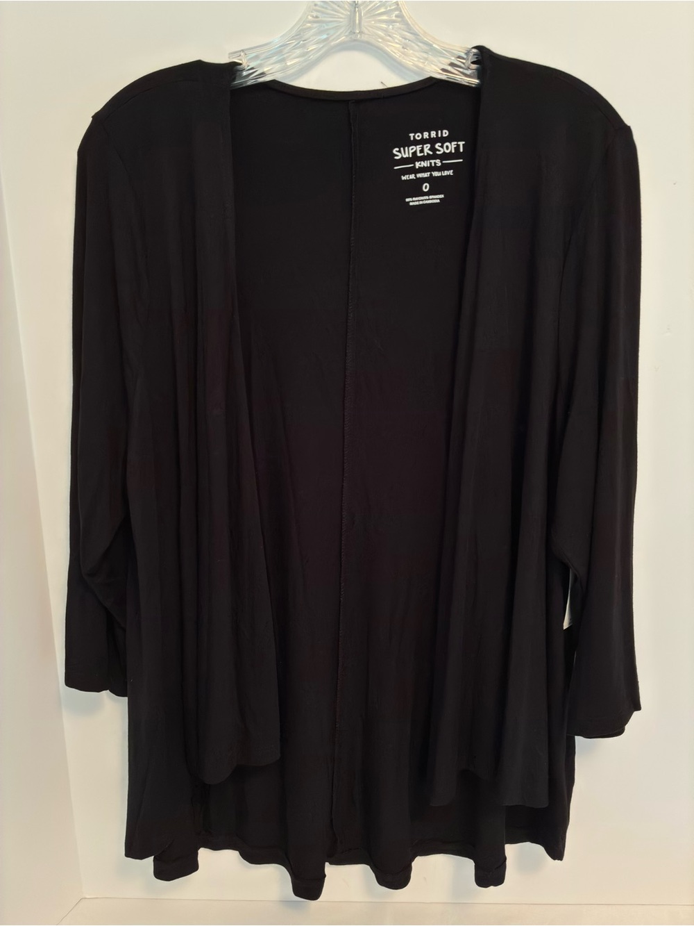 Torrid Super Soft Knits 3/4 Sleeve Flare Opening Cardigan Black Plus Size 0 New